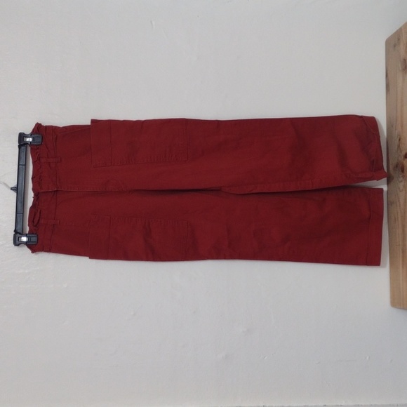 Zara Rusty Orange Paperbag High Waisted Cargo Twill Wide Leg Pants Size XS - Picture 2 of 8